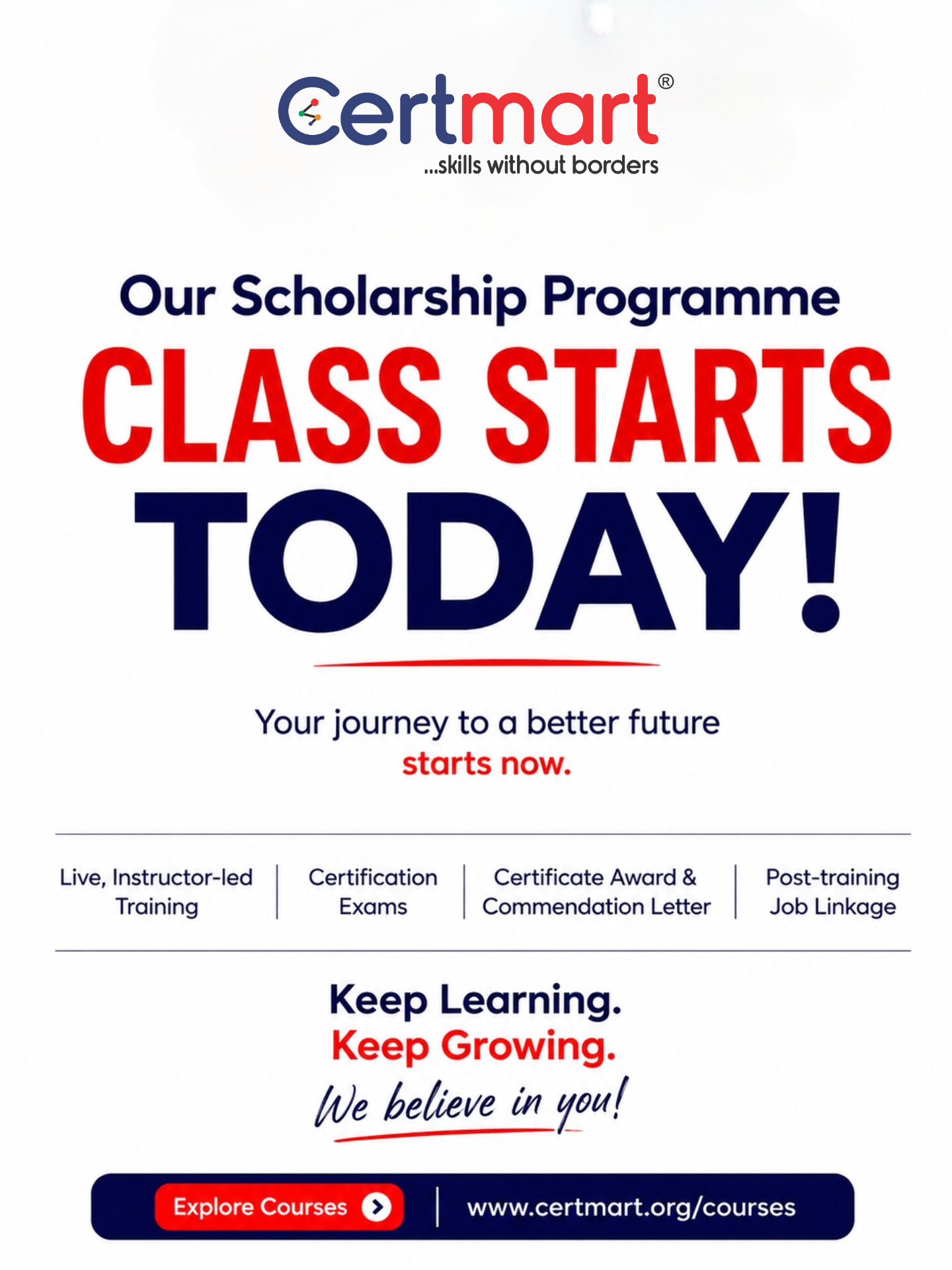 SCHOLARSHIP CLASS STARTS TODAY!